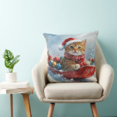 雪の中を歩くアビシニアン猫 クッション (椅子)