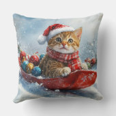 雪の中を歩くアビシニアン猫 クッション (裏面)