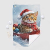 雪の中を歩くアビシニアン猫 ゴルフタオル (インサイチュ)