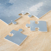 雪の中を歩くアビシニアン猫 ジグソーパズル (側面)