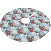 雪の中を歩くアビシニアン猫 ブラッシュドポリエステルツリースカート (アングル)