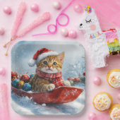 雪の中を歩くアビシニアン猫 ペーパープレート (パーティー)