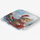 雪の中を歩くアビシニアン猫 ペーパープレート (傾斜あり)