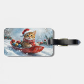 雪の中を歩くアビシニアン猫 ラゲッジタグ (裏面横)