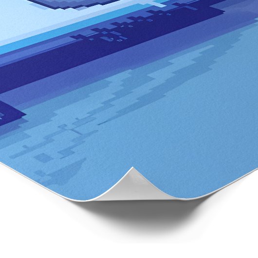 雪の中を歩くピクセルアートウルフ ポスター (角)