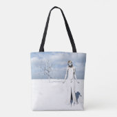 雪の中を歩く女性のエルフ トートバッグ (裏面)