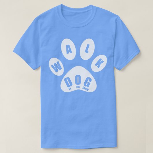 雪の中を歩く犬 Tシャツ (デザイン正面)