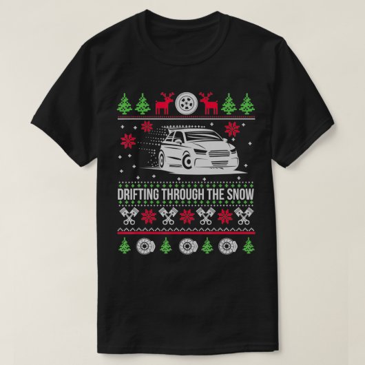 雪の中を漂う醜いクリスマス Tシャツ (デザイン正面)
