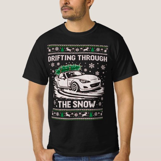 雪の中を漂う クリスマス ウガイル・クリスマス Tシャツ (正面)