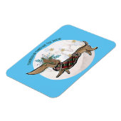 雪の中を男の子がダックシュント マグネット (左側)