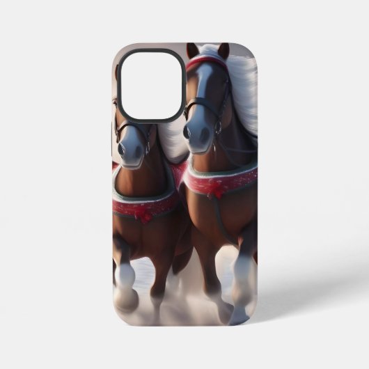 雪の中を疾走する：サンタの魔法の馬 iPhoneケース (裏面)