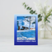 雪の中を蒸すヴィンテージクリスマス シーズンポストカード (スタンド正面)