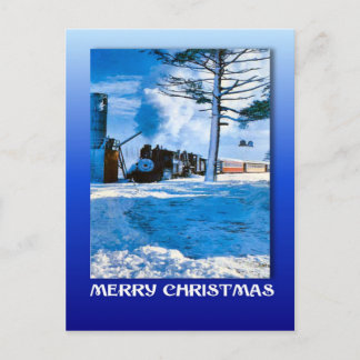 雪の中を蒸すヴィンテージクリスマス シーズンポストカード