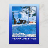 雪の中を蒸すヴィンテージクリスマス シーズンポストカード (正面)