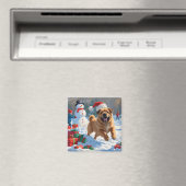 雪の中を走るシャープ・ペイのクリスマス マグネット (インサイチュ (食洗機))