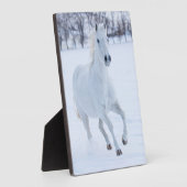 雪の中を走る白馬 フォトプラーク (側面)