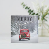 雪の中を走る赤いピックアップトラック シーズンカード (スタンド正面)