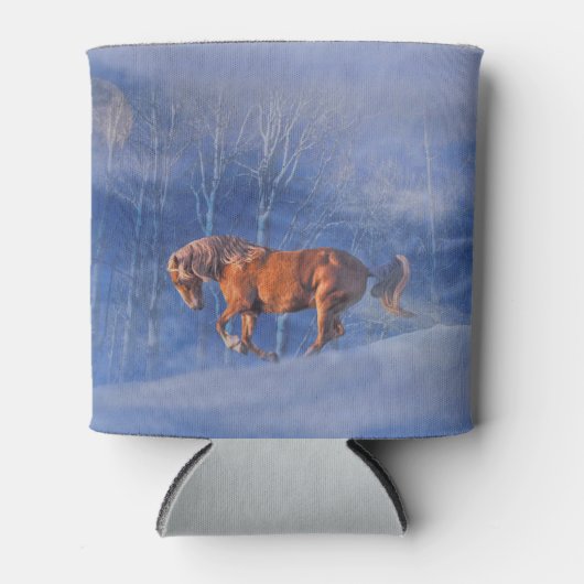 雪の中を走る馬の缶クーラー 缶クーラー (正面)
