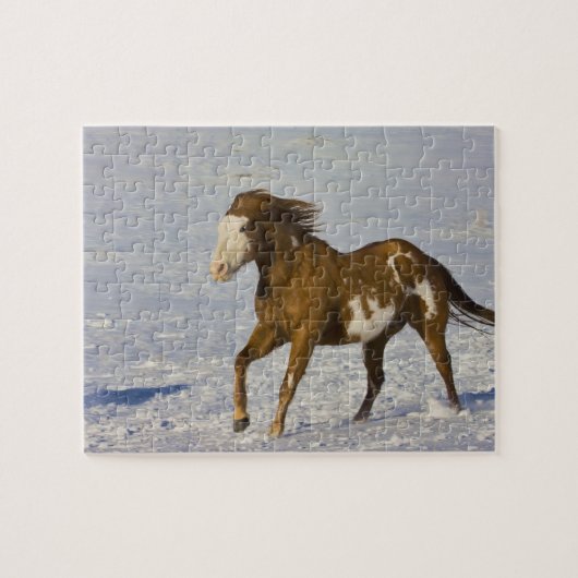 雪の中を走る馬 ジグソーパズル (横)