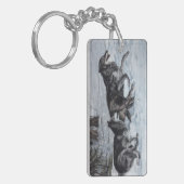 雪の中を走狼の群れ キーホルダー (正面左)