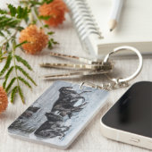 雪の中を走狼の群れ キーホルダー (正面右)