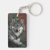 雪の中を走狼の群れ キーホルダー (裏面)
