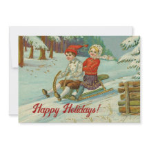 雪の中を雪で滑るヴィンテージクリスマス