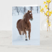 雪の中を駆ける一頭の馬 カード (黄色い花)