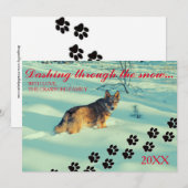 雪の中を駆ける犬 - クリスマスカード (正面/裏面)