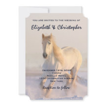 雪の中を駆ける美しい白馬素朴