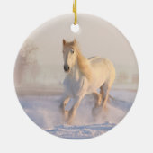 雪の中を駆ける美しい白馬 セラミックオーナメント (裏面)