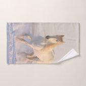 雪の中を駆ける美しい白馬 バスタオルセット (ハンドタオル)