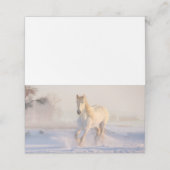 雪の中を駆ける美しい白馬 プレイスカード (外部開封)