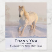 雪の中を駆ける美しい白馬 ワインラベル (シングルラベル)