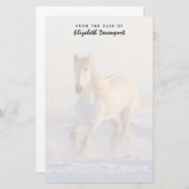 雪の中を駆ける美しい白馬 便箋 (正面/裏面)