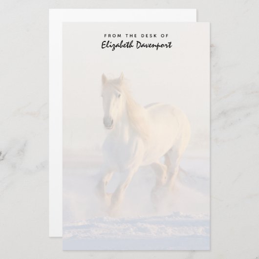 雪の中を駆ける美しい白馬 便箋 (正面/裏面)