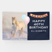 雪の中を駆ける美しい白馬 横断幕 (横)