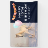 雪の中を駆ける美しい白馬 横断幕 (縦)