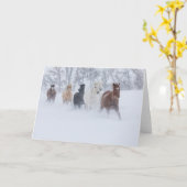 雪の中を駆ける馬 カード (黄色い花)