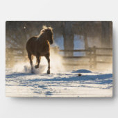 雪の中を駆ける馬 フォトプラーク (正面)