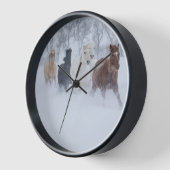 雪の中を駆ける馬 壁時計 (傾斜)