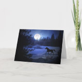 雪の中を駆け抜ける馬のクリスマスカード シーズンカード (正面)