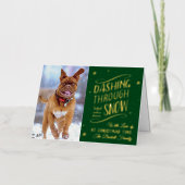 雪の中を駆け抜ける |クリスマスフォト実在 箔シーズンカード (正面)