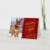 雪の中を駆け抜ける |クリスマスフォト実在 箔シーズンカード (正面)