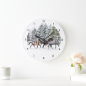雪の中を駆け抜ける – ランニングの馬 ラージ壁時計 (ホーム)