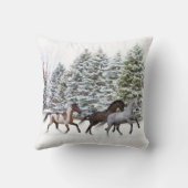 雪の中を駆け抜ける – ランニング馬画 クッション (裏面)