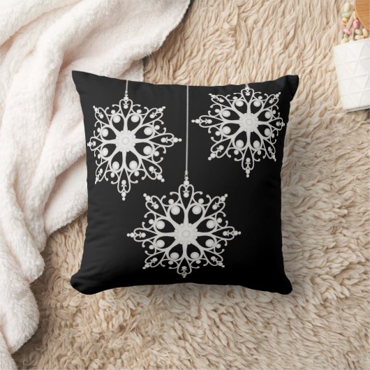雪の中を駆け抜ける 雪の結晶 クリスマス クッション (ブランケット)