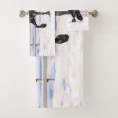 雪の中を駆け荷車を引く回る黒馬 バスタオルセット (インサイチュ)