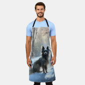 雪の中国のクリスマスをクレスト エプロン (着用した状態)