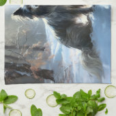 雪の中国のクリスマスをクレスト キッチンタオル (折り畳み)